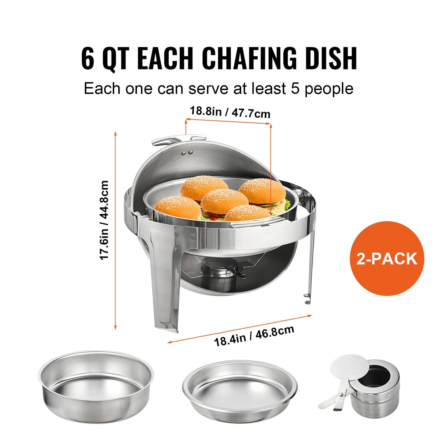 SucceBuy Roll Top Chafing Dish Set With Pans And Warmer