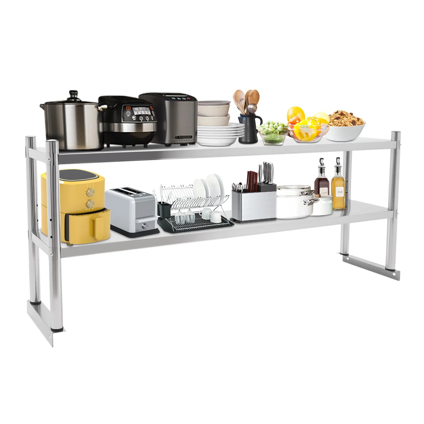 Stainless Steel Shelving Unit Two Tier Adjustable Heavy Duty Rack