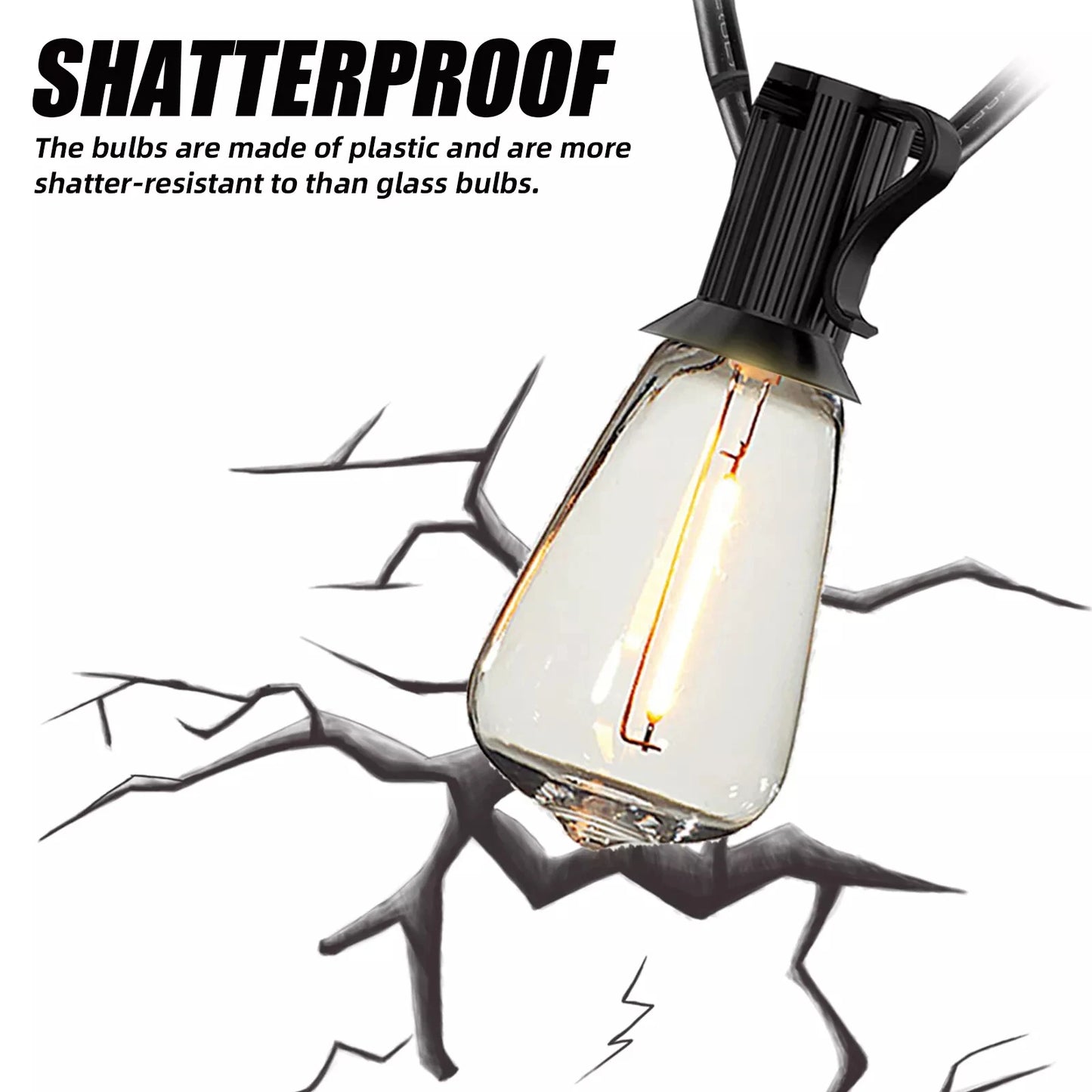 MIMIRGB Outdoor LED String Lights Shatterproof Waterproof Dimmable