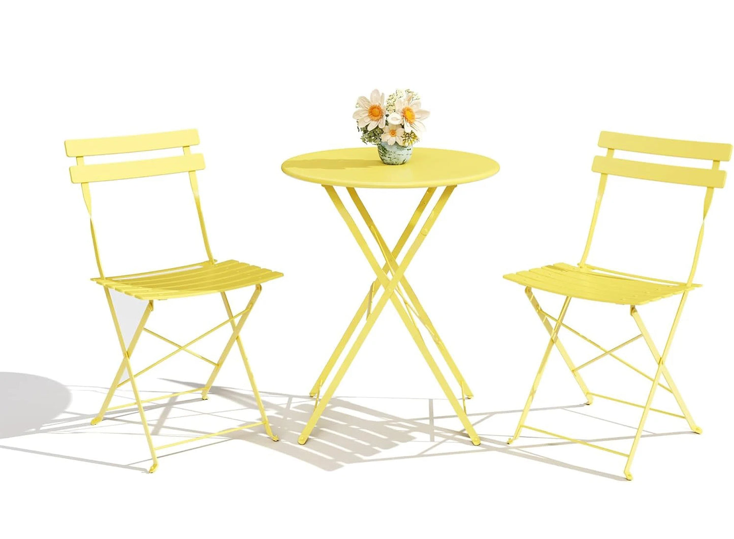 TWISTER.CK 3-Piece Patio Bistro Set With Folding Table And Chairs