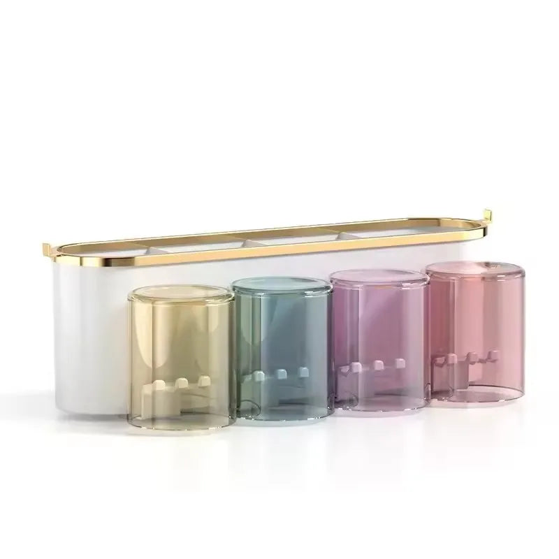 Wall Mounted 2 In 1 Toothbrush Holder And Mouthwash Cup