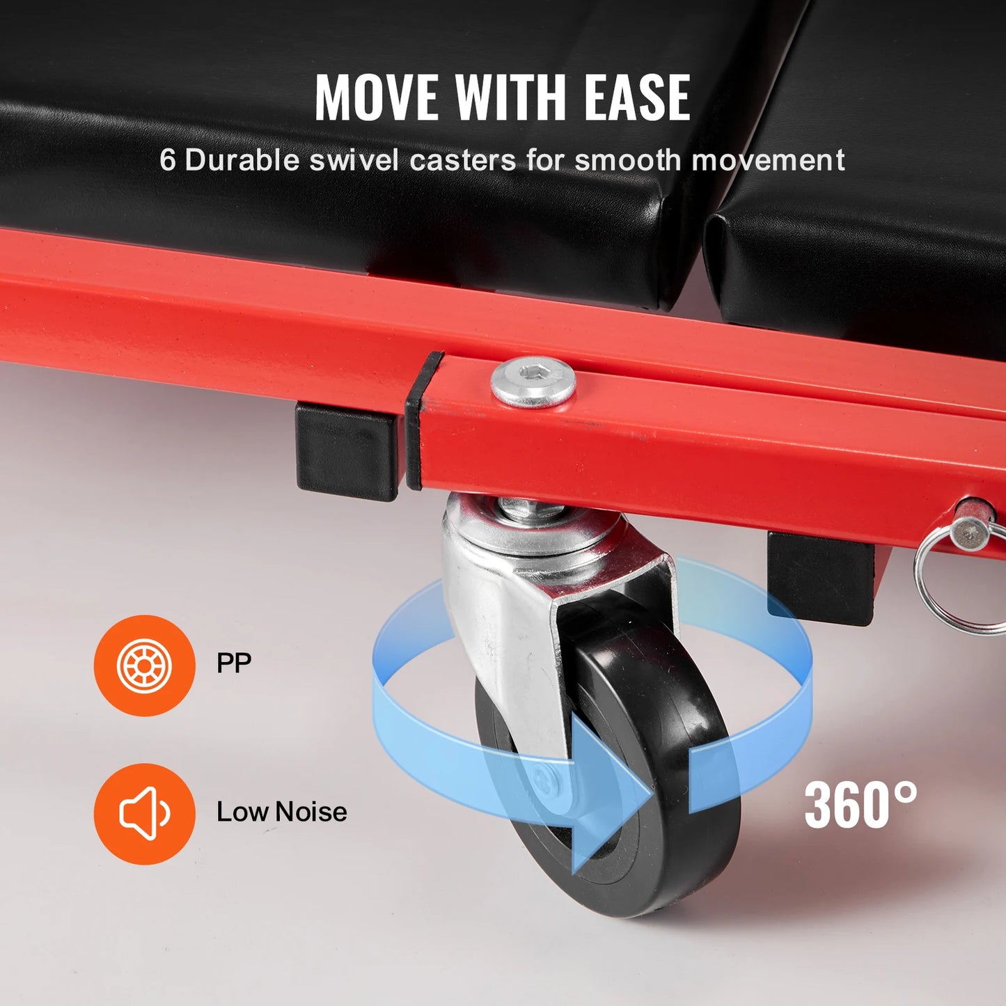 Foldable Garage Creeper Stool With Wheels Padded Seat Tool Tray
