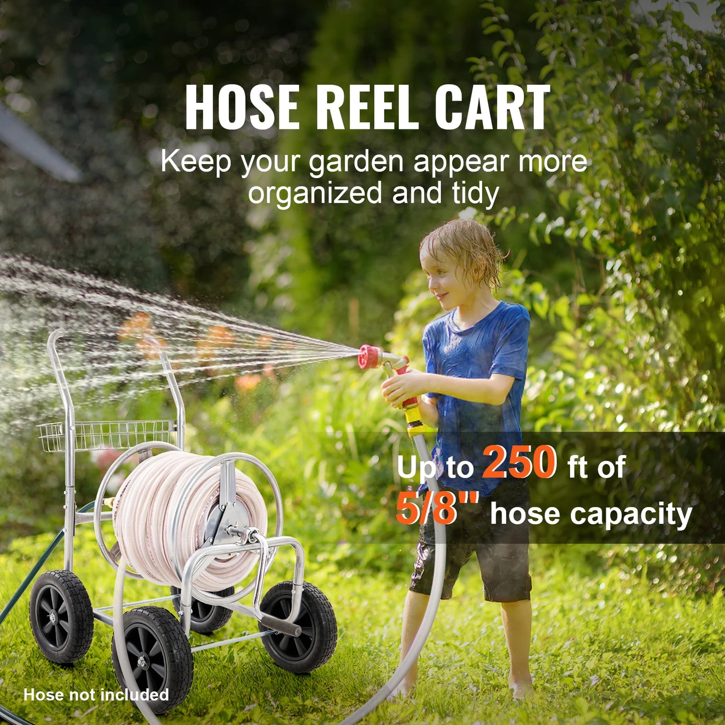 SucceBuy Hose Reel Cart Heavy Duty Garden Watering Basket