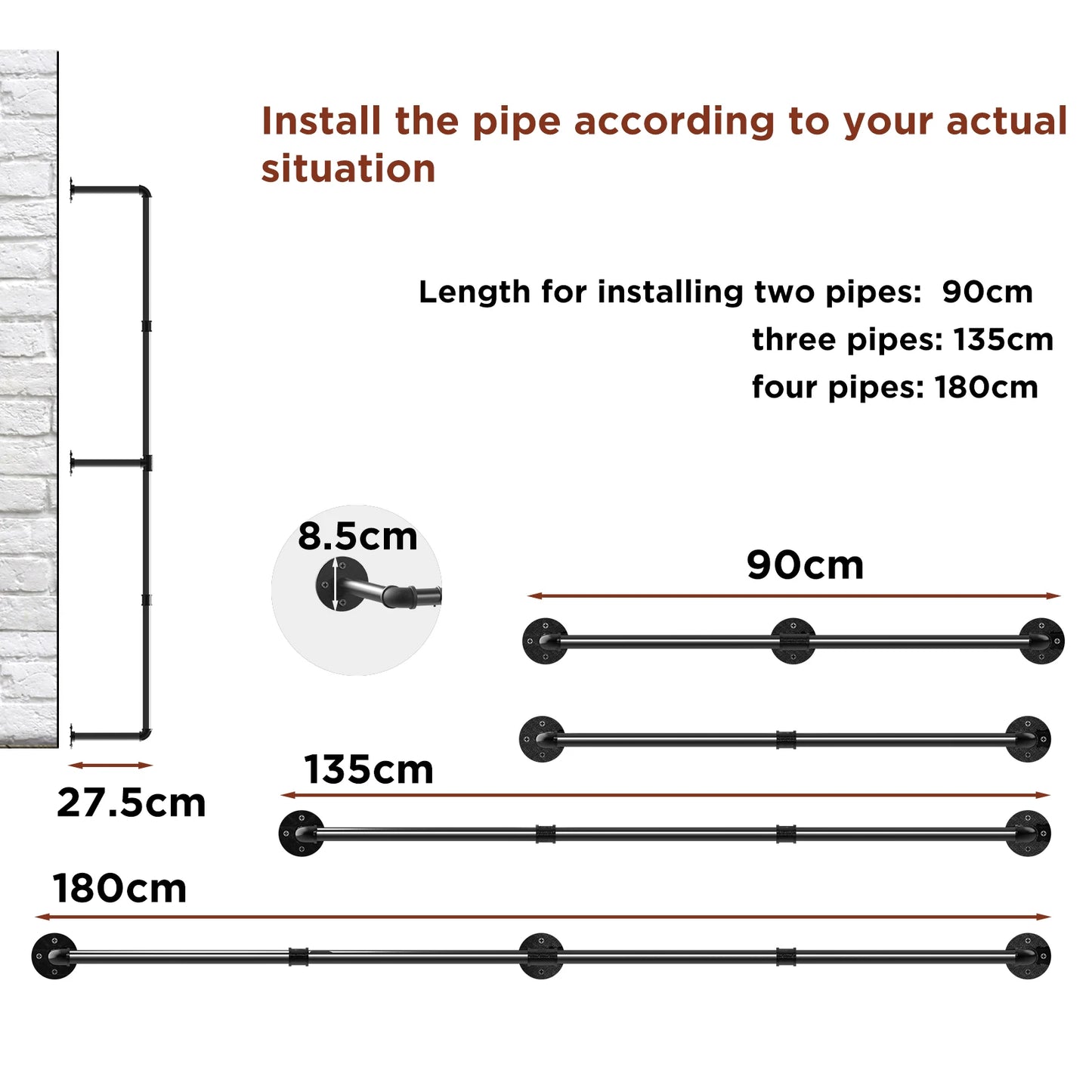 Industrial Pipe Clothes Rack With Wall Mount Shelf And Hooks