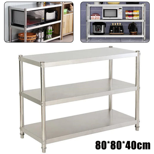 Three Tier Stainless Steel Kitchen Work Table Height Adjustable