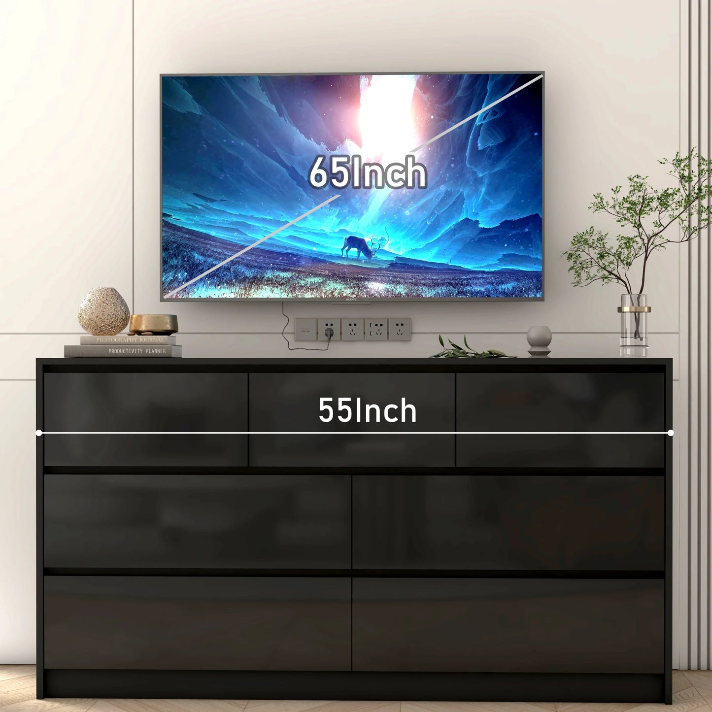 QiaoShiRen Seven Drawer Dresser Modern Wood Finish