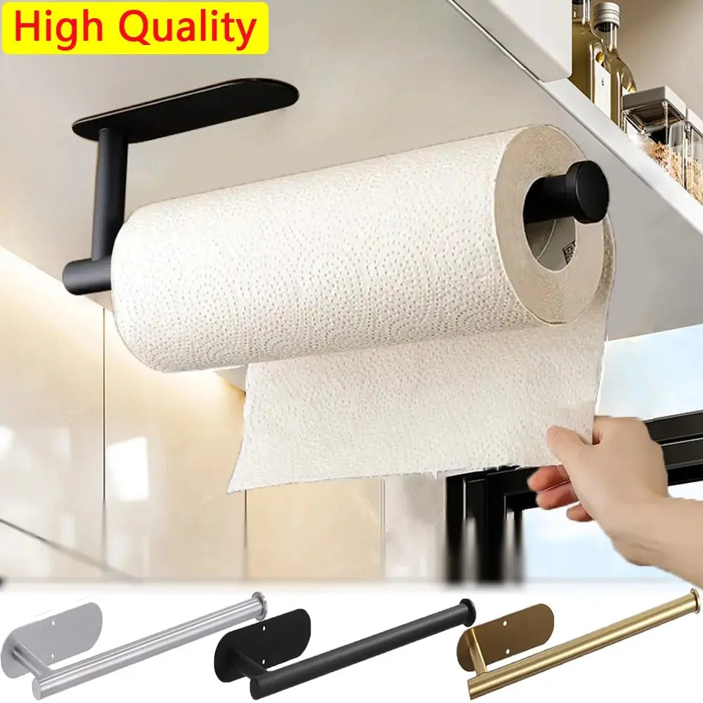 Stainless Steel Adhesive Paper Towel Holder Napkin Rack Bathroom Dispenser
