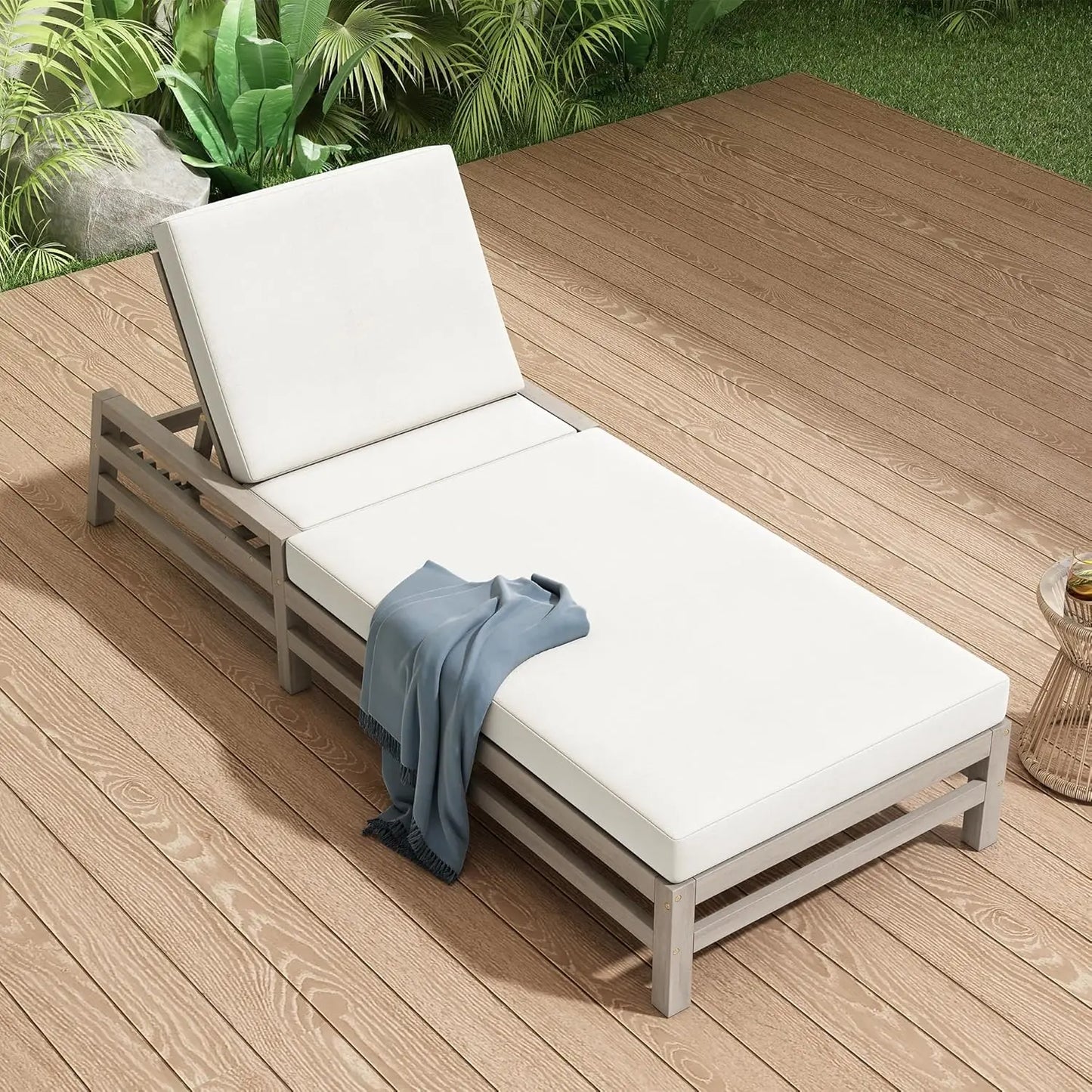 5-Position Adjustable Outdoor Chaise Lounge Set with Steel Frame