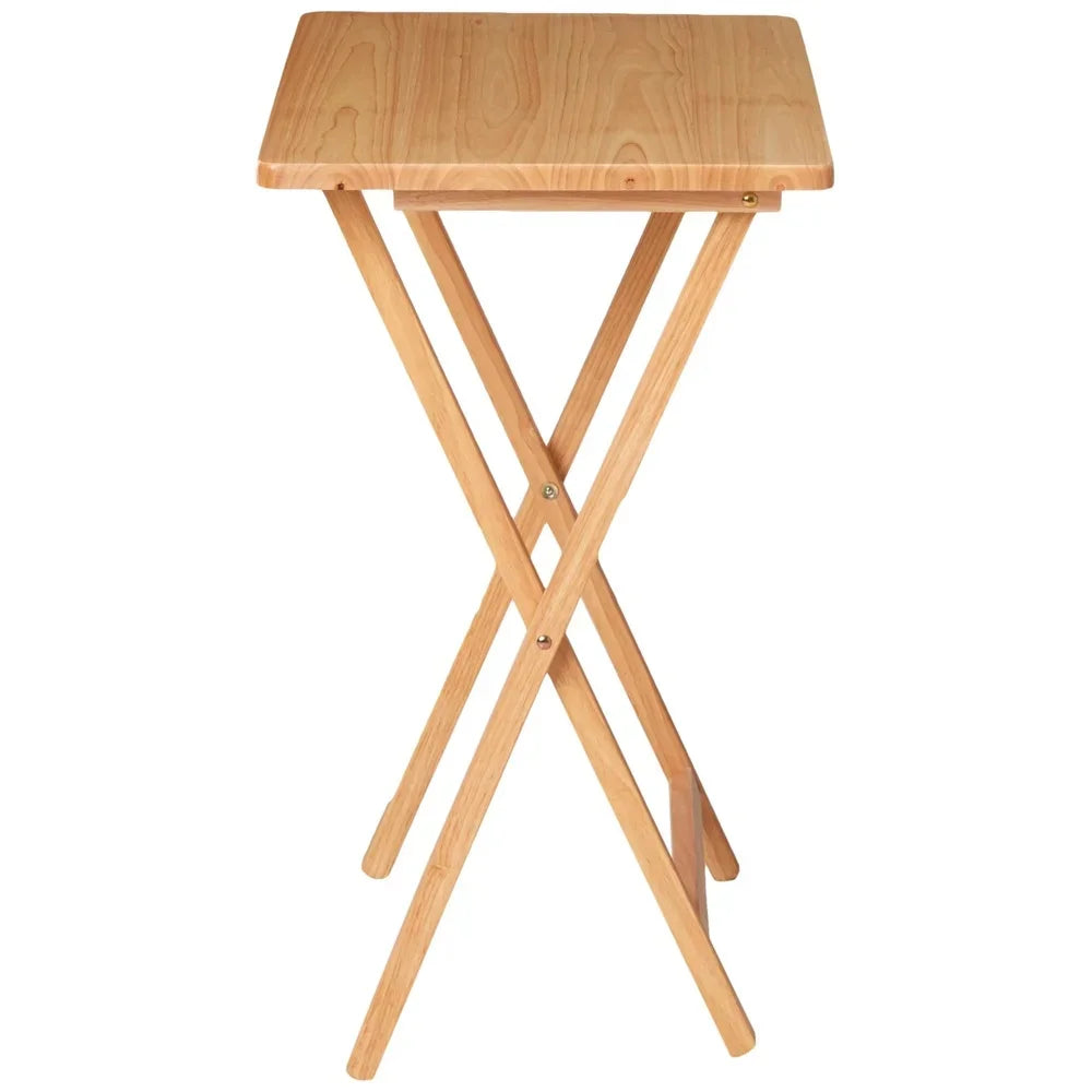 Indoor Folding TV Tray Table Portable Rubberwood No Assembly Required
