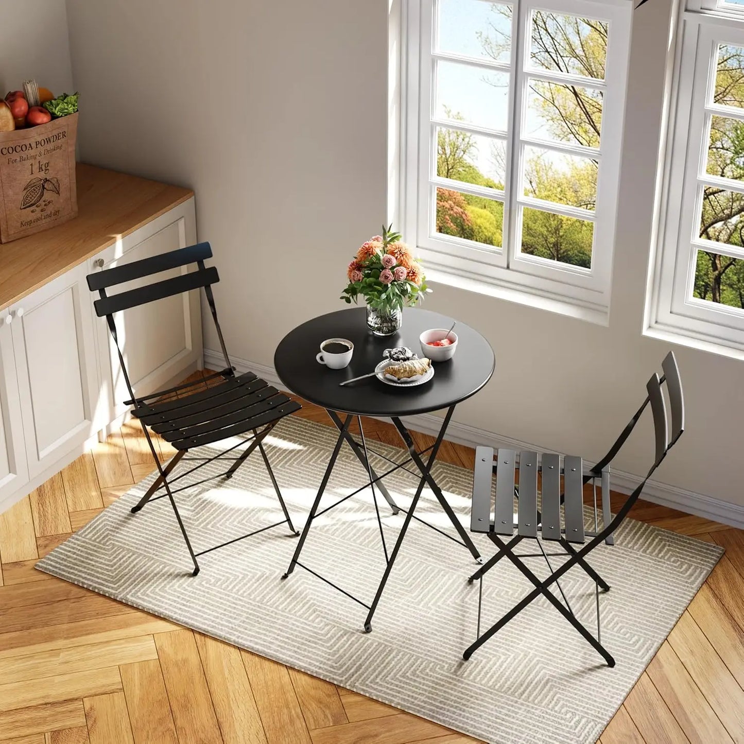 TWISTER.CK 3-Piece Patio Bistro Set With Folding Table And Chairs