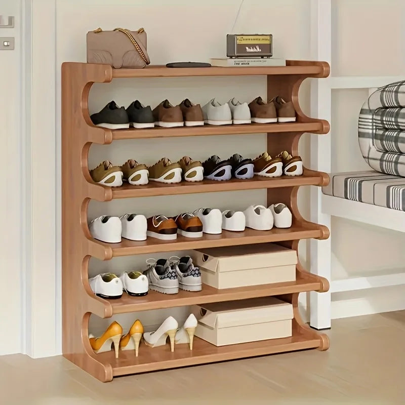 Wooden Multi Layer Shoe Rack With Space Saving Design