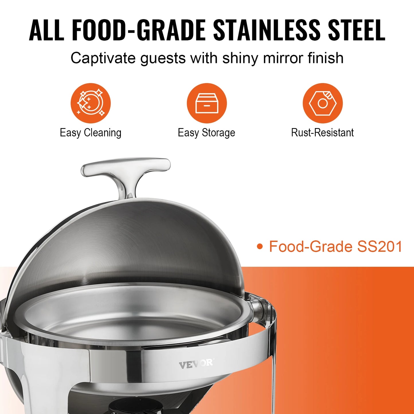 SucceBuy Roll Top Chafing Dish Set With Pans And Warmer
