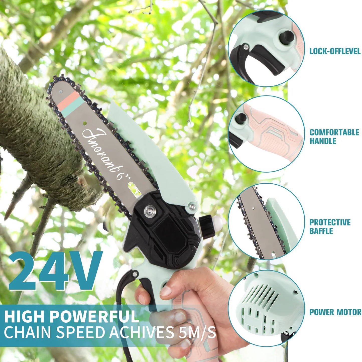 Cordless Mini Chainsaw With Dual Batteries Portable Tree Cutter