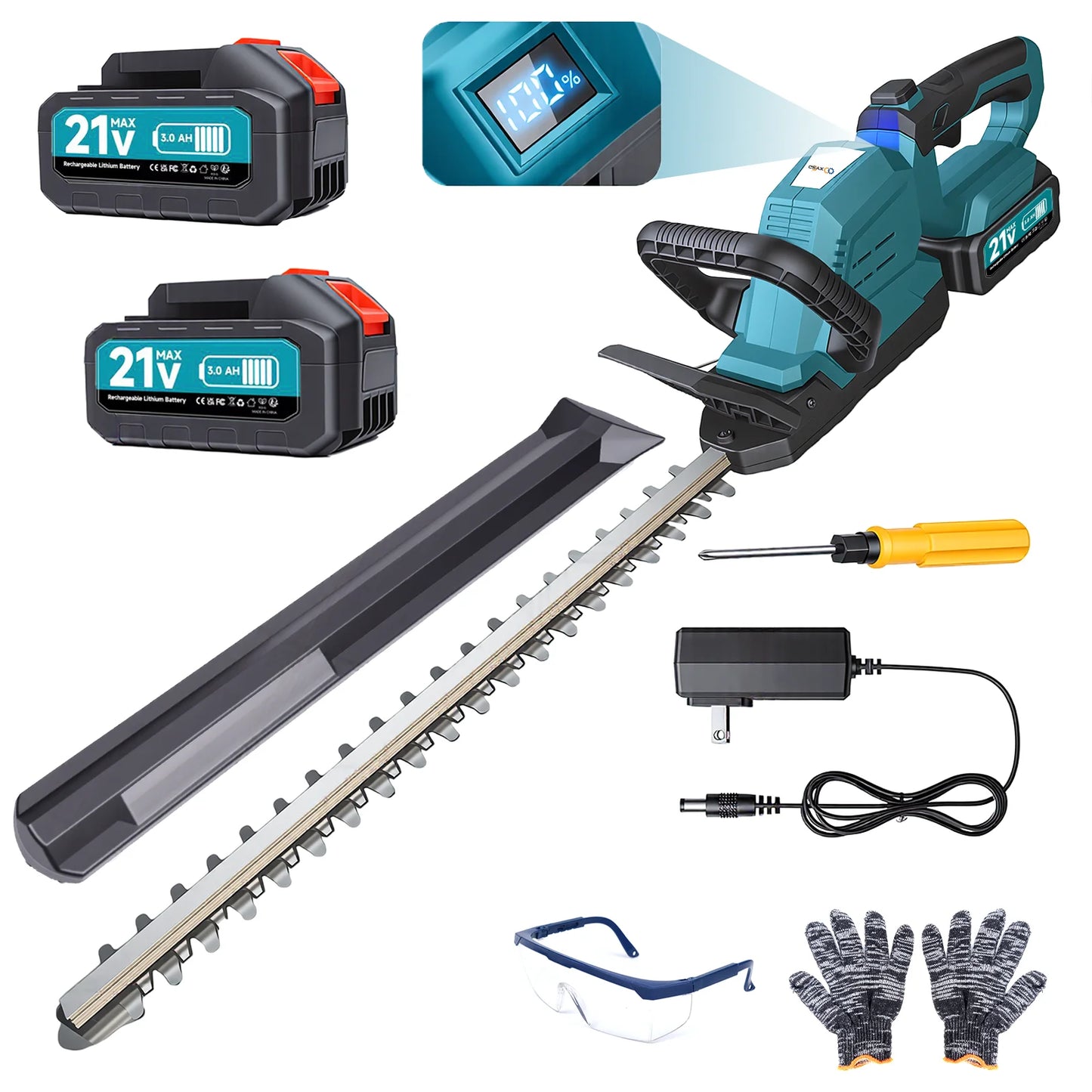 Cordless Hedge Trimmer With Battery and 180 Degree Rotatable Head
