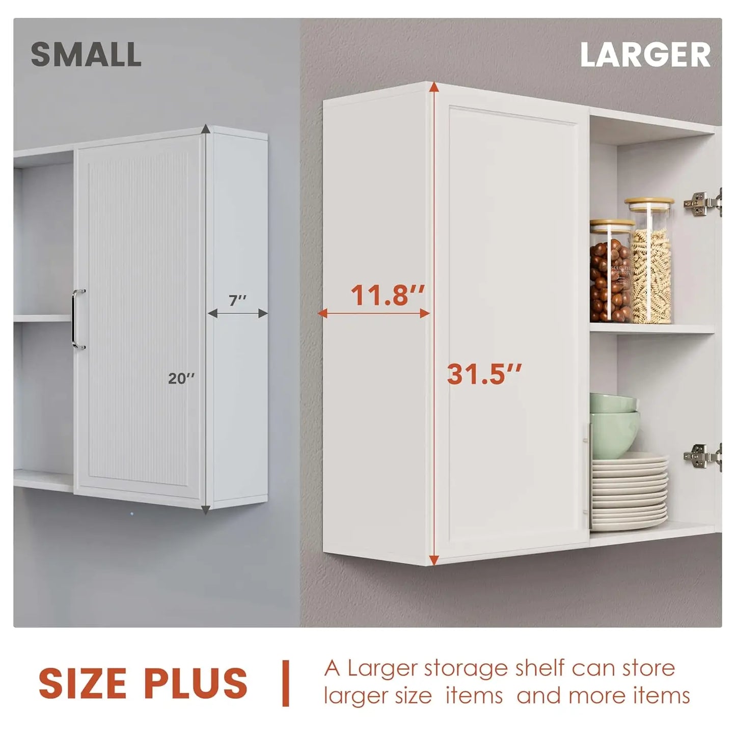 Laundry Room Wall Cabinet With Adjustable Shelves And Durable Wood