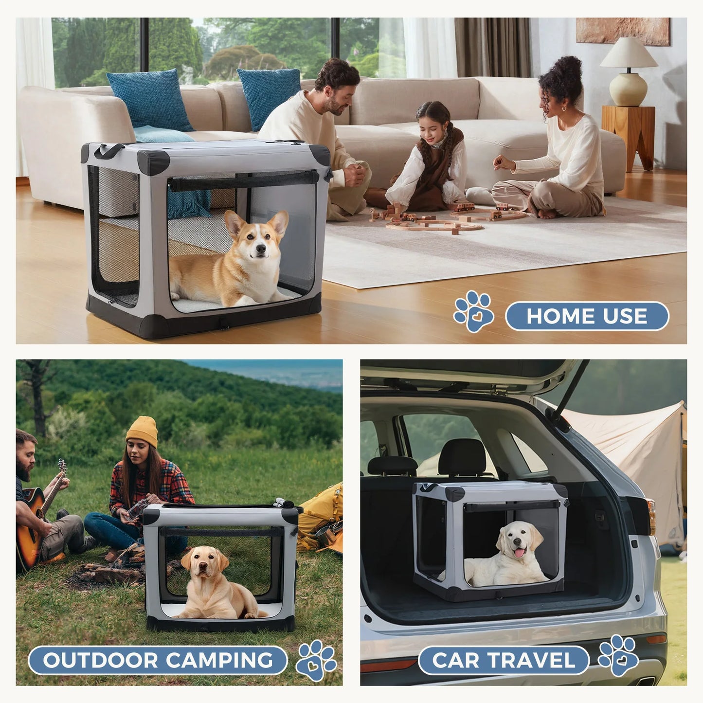 JHK Folding Soft Dog Crate Portable Kennel for All Sizes