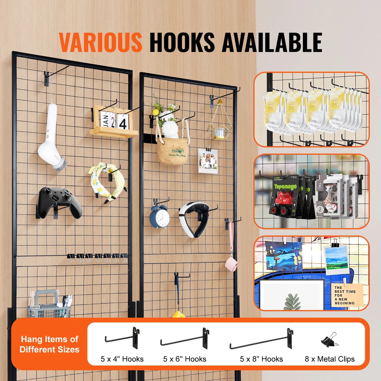 SucceBuy Grid Wall Panels Wire Gridwall Display Racks