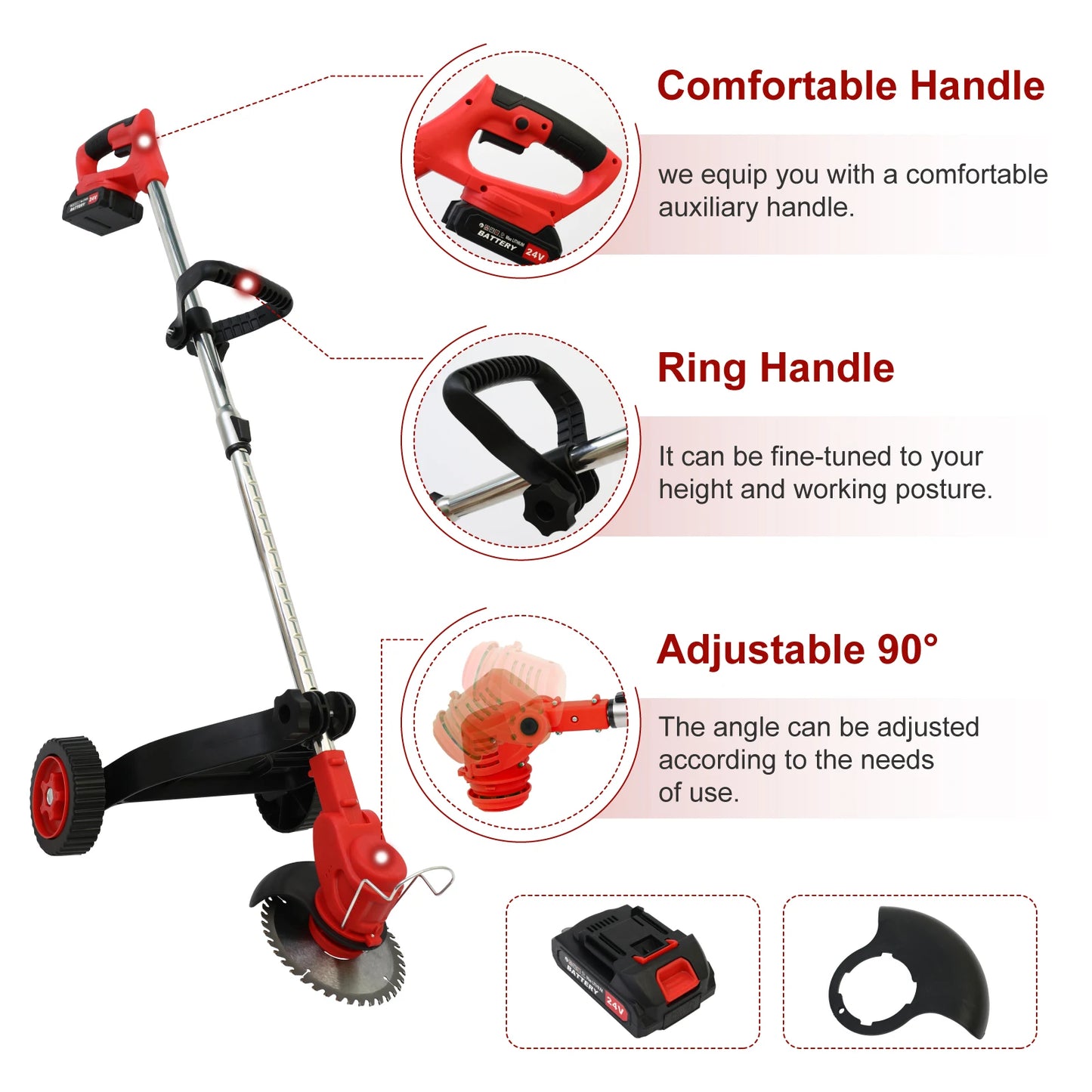 Cordless Weed Trimmer Edger 21V Lithium Battery Included With Charger