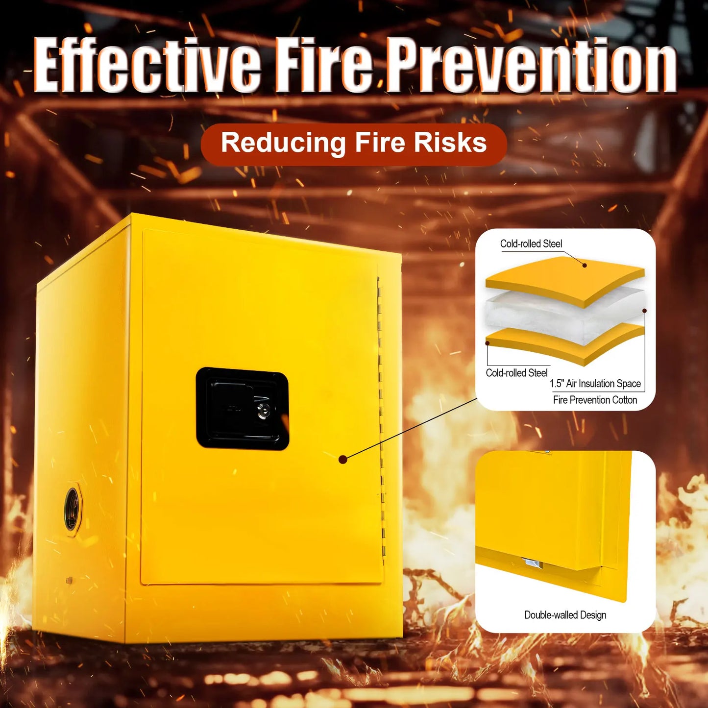 Lockable Fireproof Storage Cabinet With Shelves For Home Office And Documents