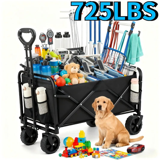 Collapsible Wagon Cart With All-Terrain Wheels For Heavy Duty Shopping