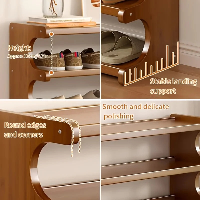 Wooden Multi Layer Shoe Rack With Space Saving Design