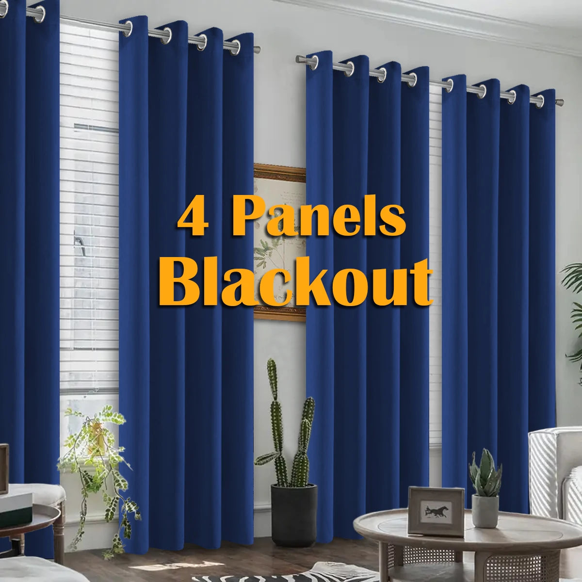 Blackout Heat Insulated Grommet Curtains For Bedroom And Living Room