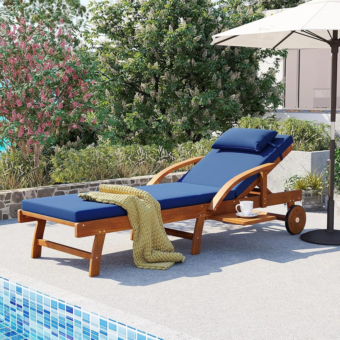 5-Position Adjustable Outdoor Chaise Lounge Set with Steel Frame