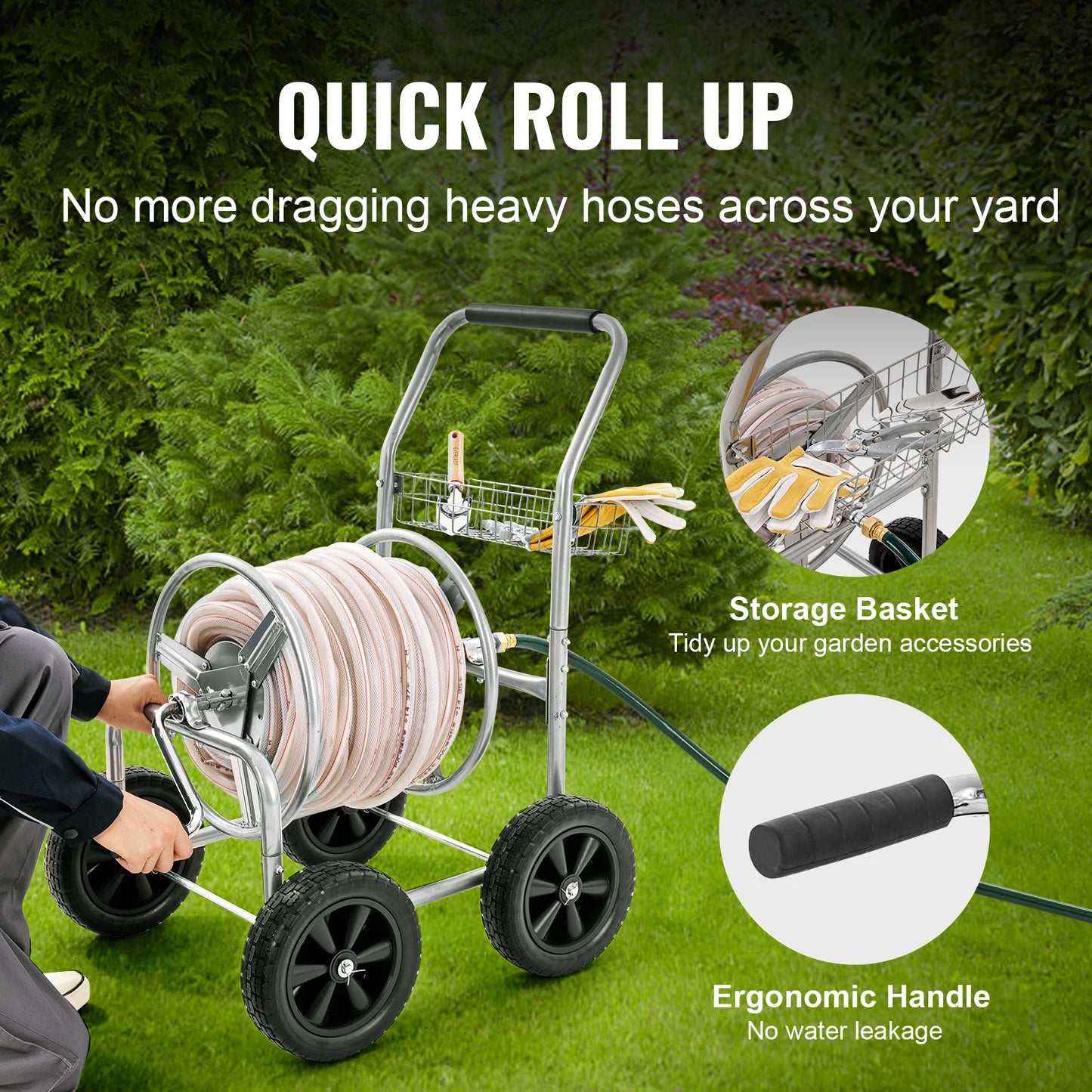 SucceBuy Hose Reel Cart Heavy Duty Garden Watering Basket