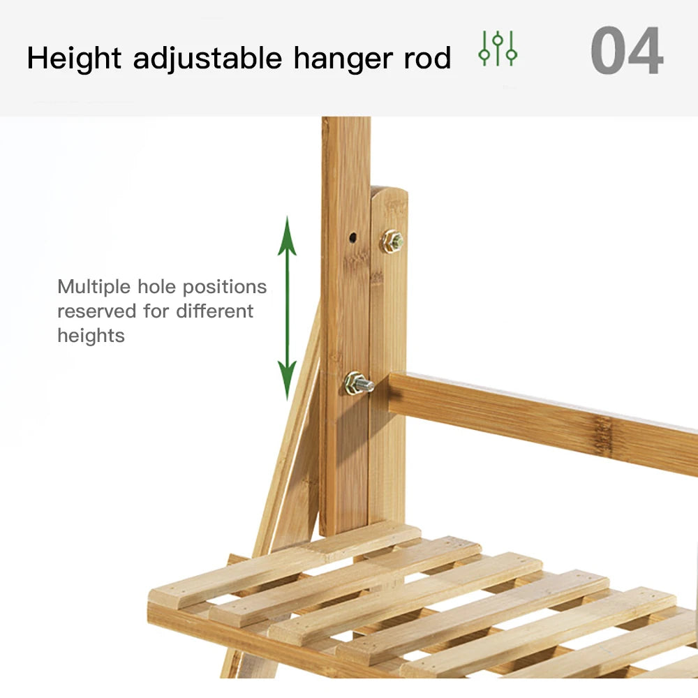 Folding Bamboo Plant Stand 3 Tier Indoor Outdoor Garden Shelf
