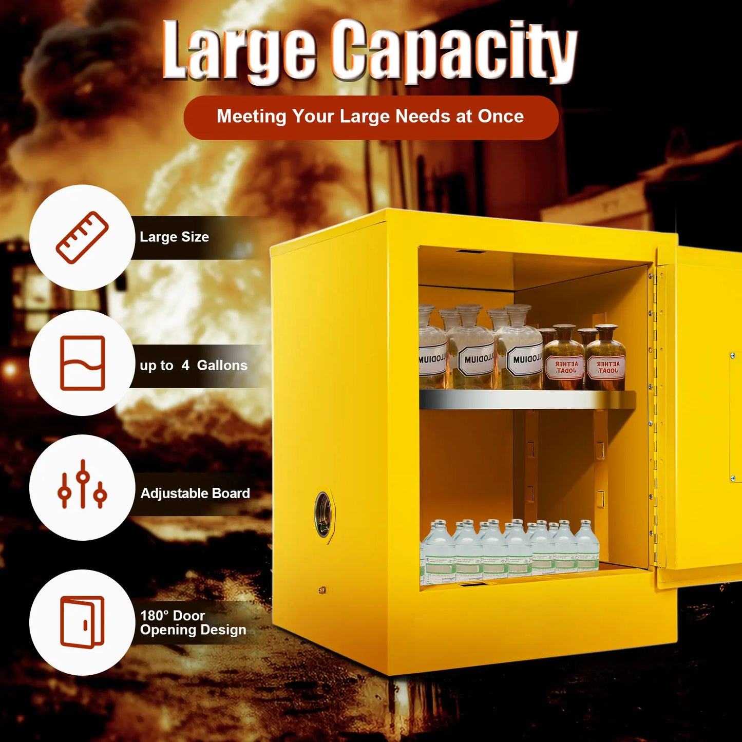 Lockable Fireproof Storage Cabinet With Shelves For Home Office And Documents