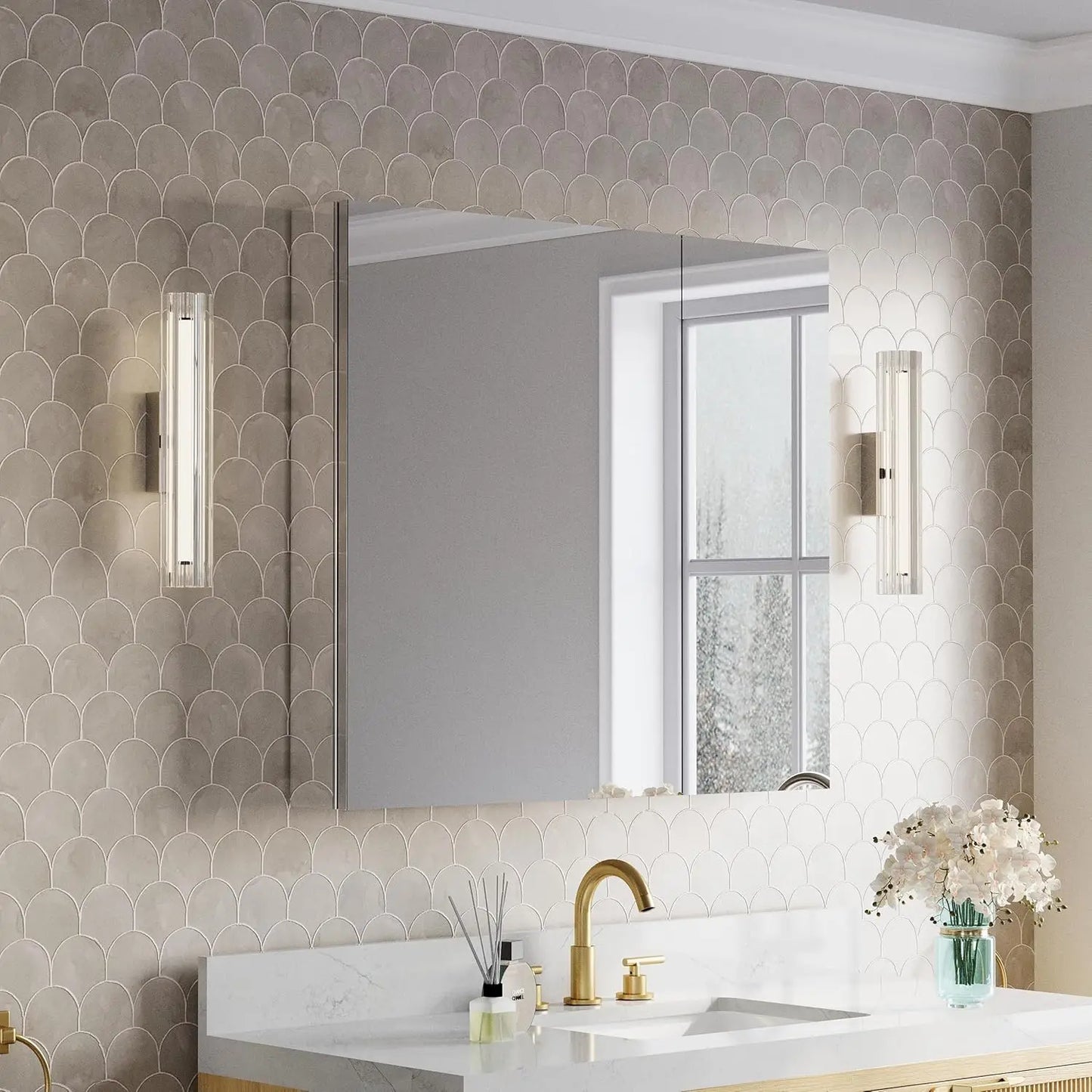 36" x 32" Bathroom Medicine Cabinet with Mirror, Surface Mount or Recessed Medicine Cabinet, Anodized  Aluminum Frame Bath