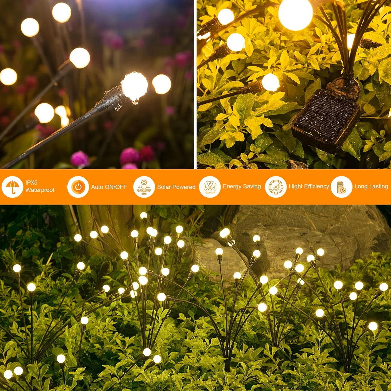 Solar Lights Outdoor 8 Pack Firefly Twinkle Pathway Garden Waterproof