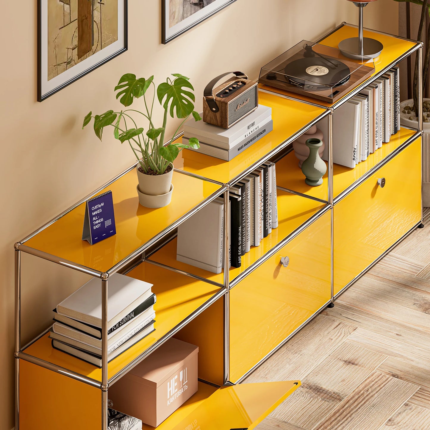 Stainless Steel Storage Cabinet Organizer and TV Stand for Living Room