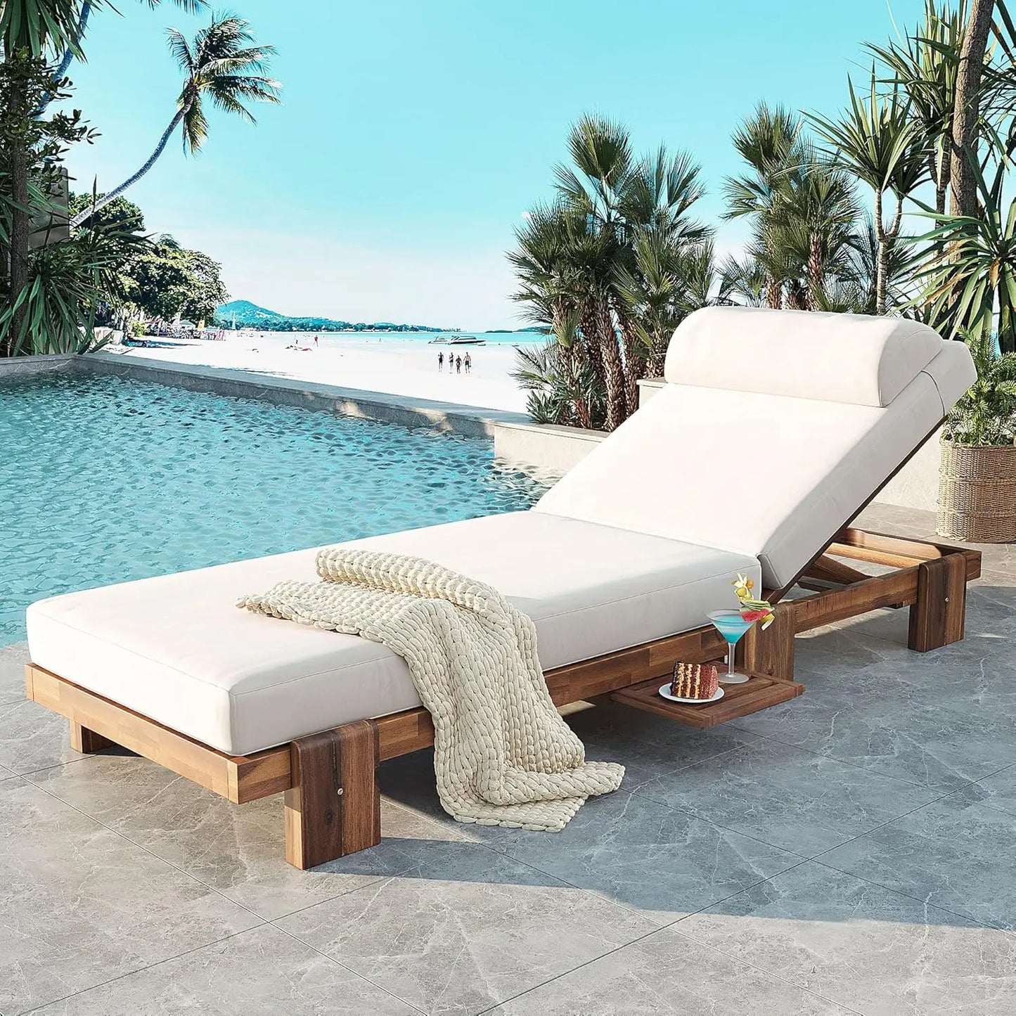 5-Position Adjustable Outdoor Chaise Lounge Set with Steel Frame