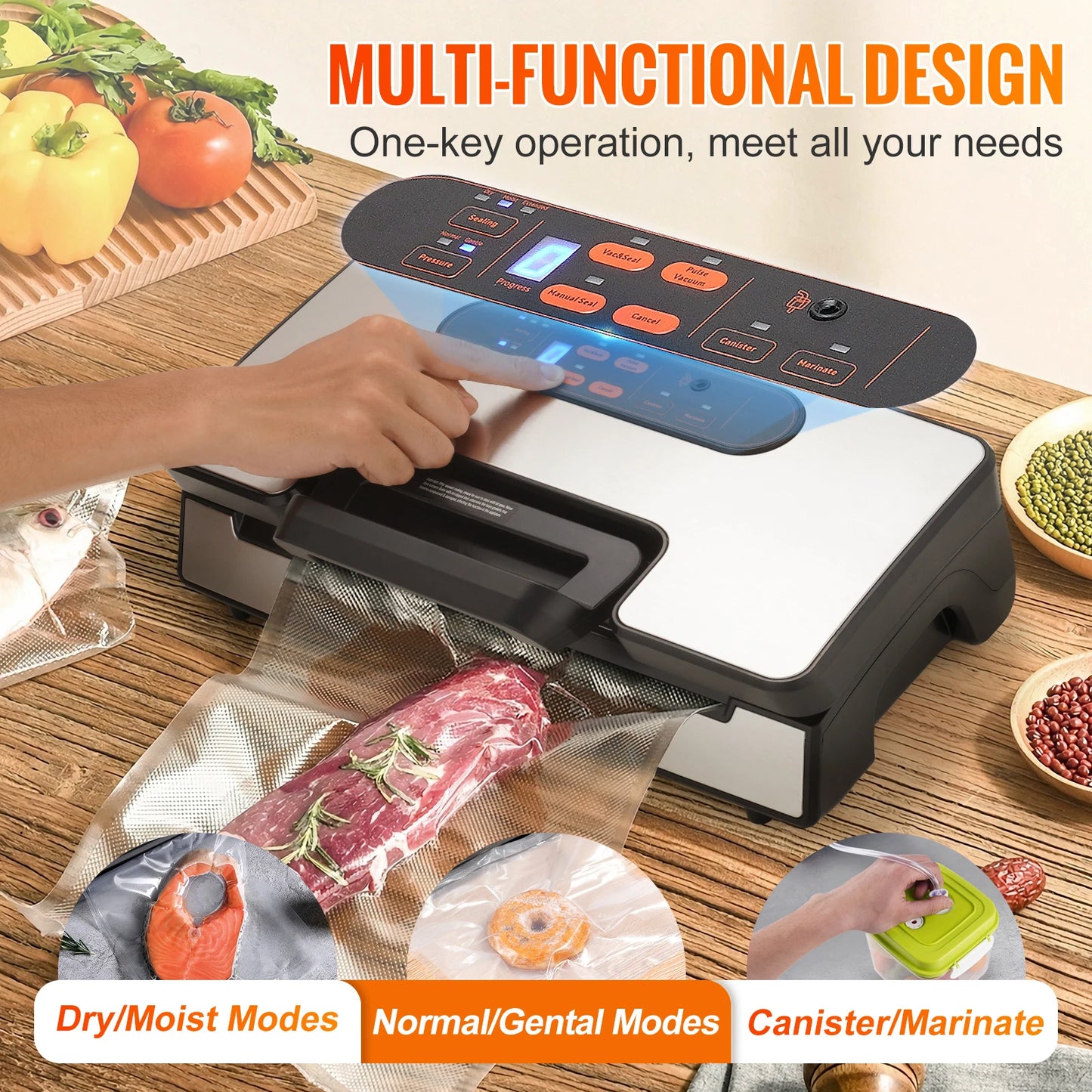 SucceBuy 130W Vacuum Sealer Machine 90KPa With Free Vacuum Bags