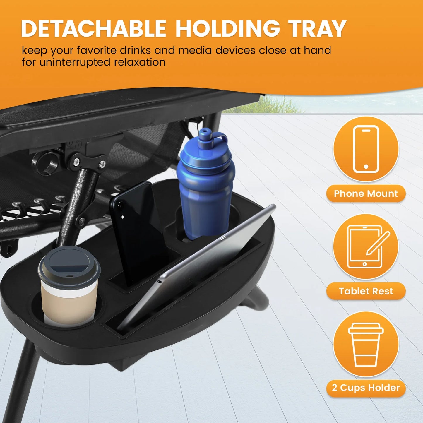 DOPINMIN Zero Gravity Chairs Set of 2 With Cup Holder