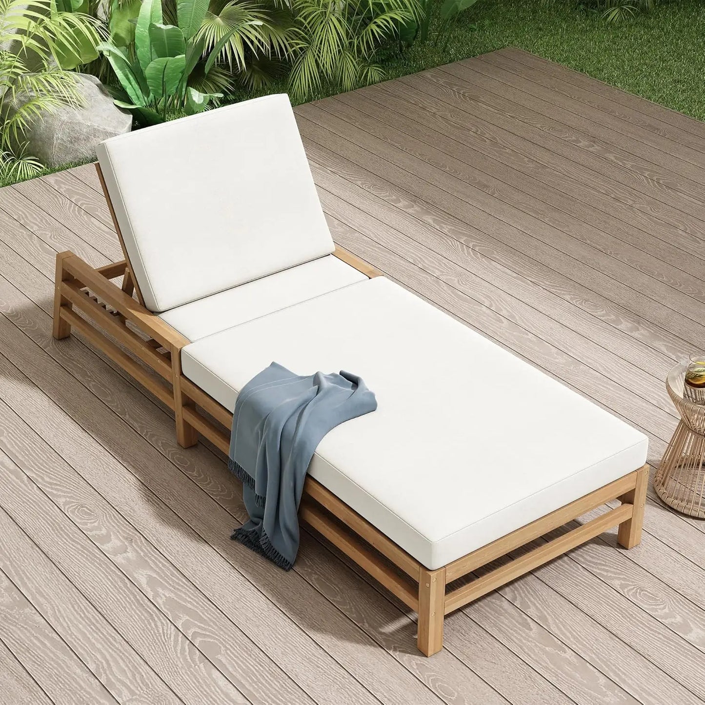 5-Position Adjustable Outdoor Chaise Lounge Set with Steel Frame