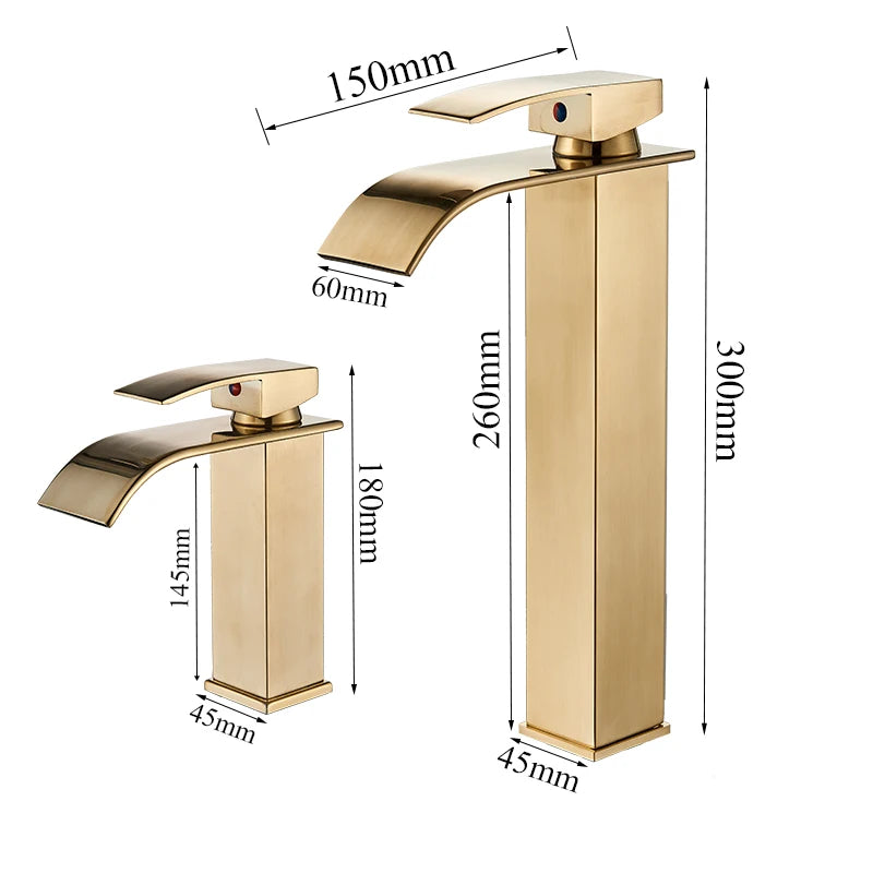 Ulgksd Waterfall Basin Faucet Single Handle Deck Mounted Hot Cold