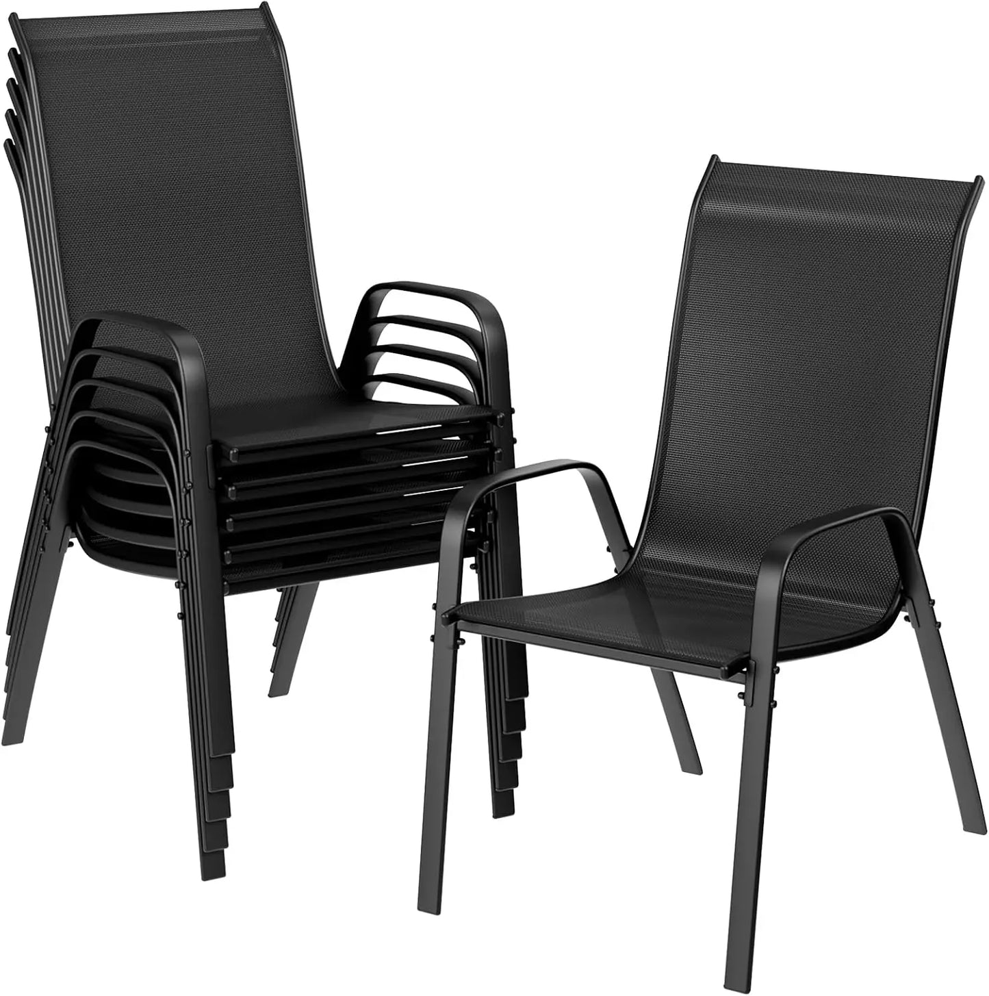 AuAg Outdoor Stackable Chairs Set Of 6 High Back Patio