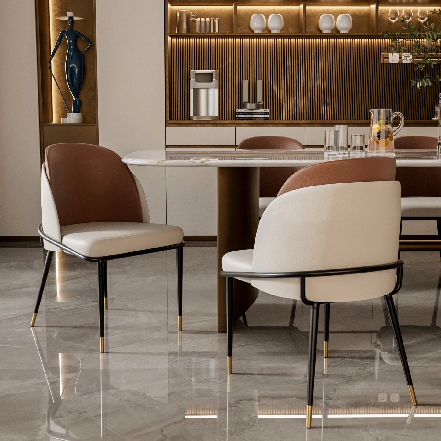 Modern Faux Leather Dining Chairs Set of 2