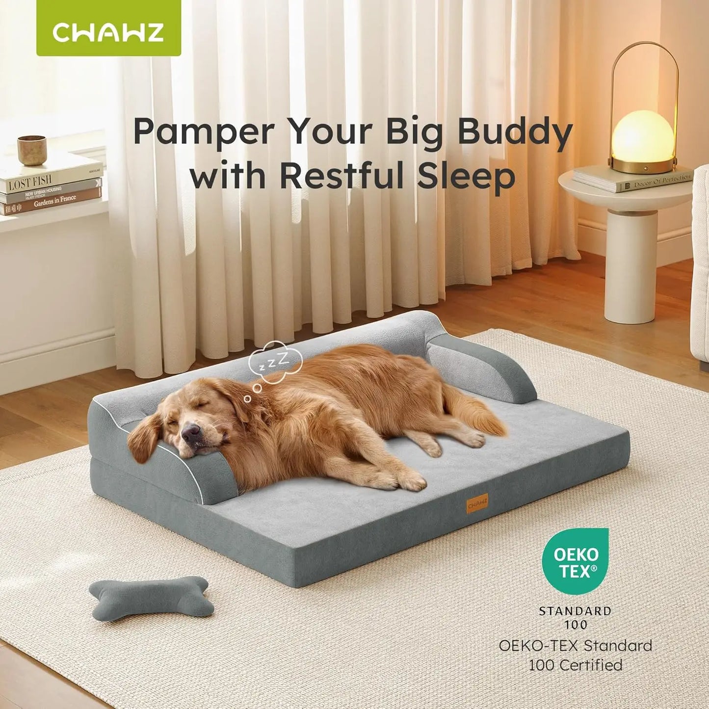 Orthopedic Cooling Memory Foam Dog Bed With Washable Waterproof Cover