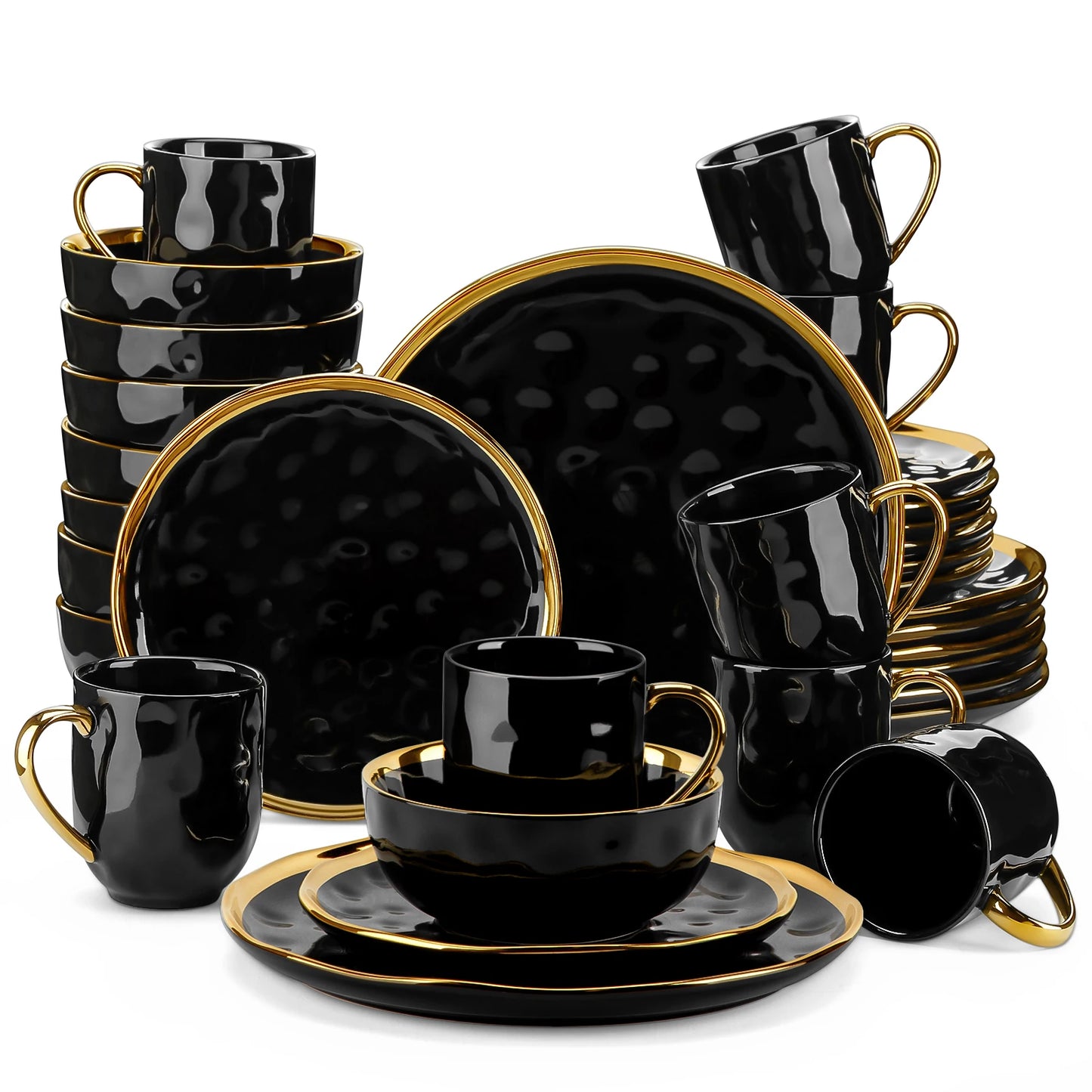 MALACASA Porcelain Dinnerware Set With Trim