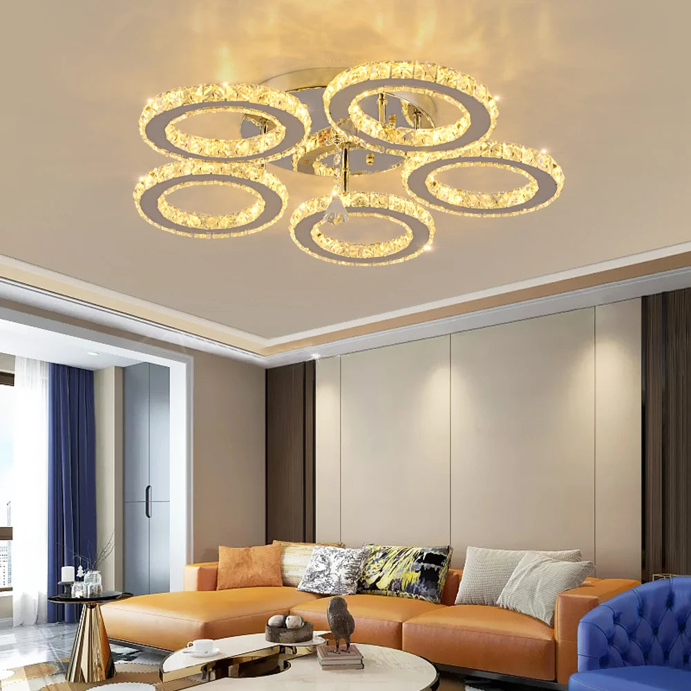 Modern Crystal Chandelier Ceiling Light For Living Room And Kitchen