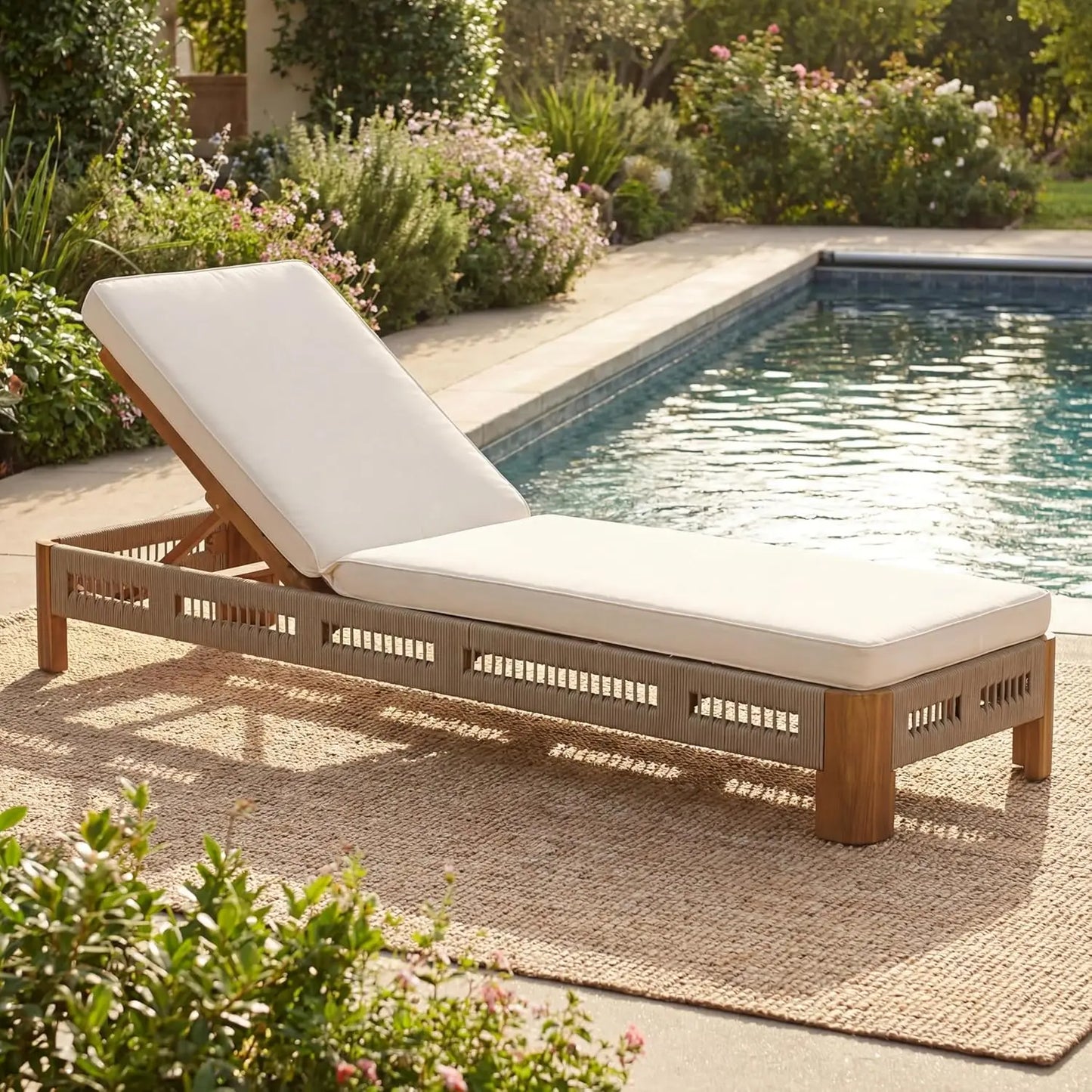 5-Position Adjustable Outdoor Chaise Lounge Set with Steel Frame