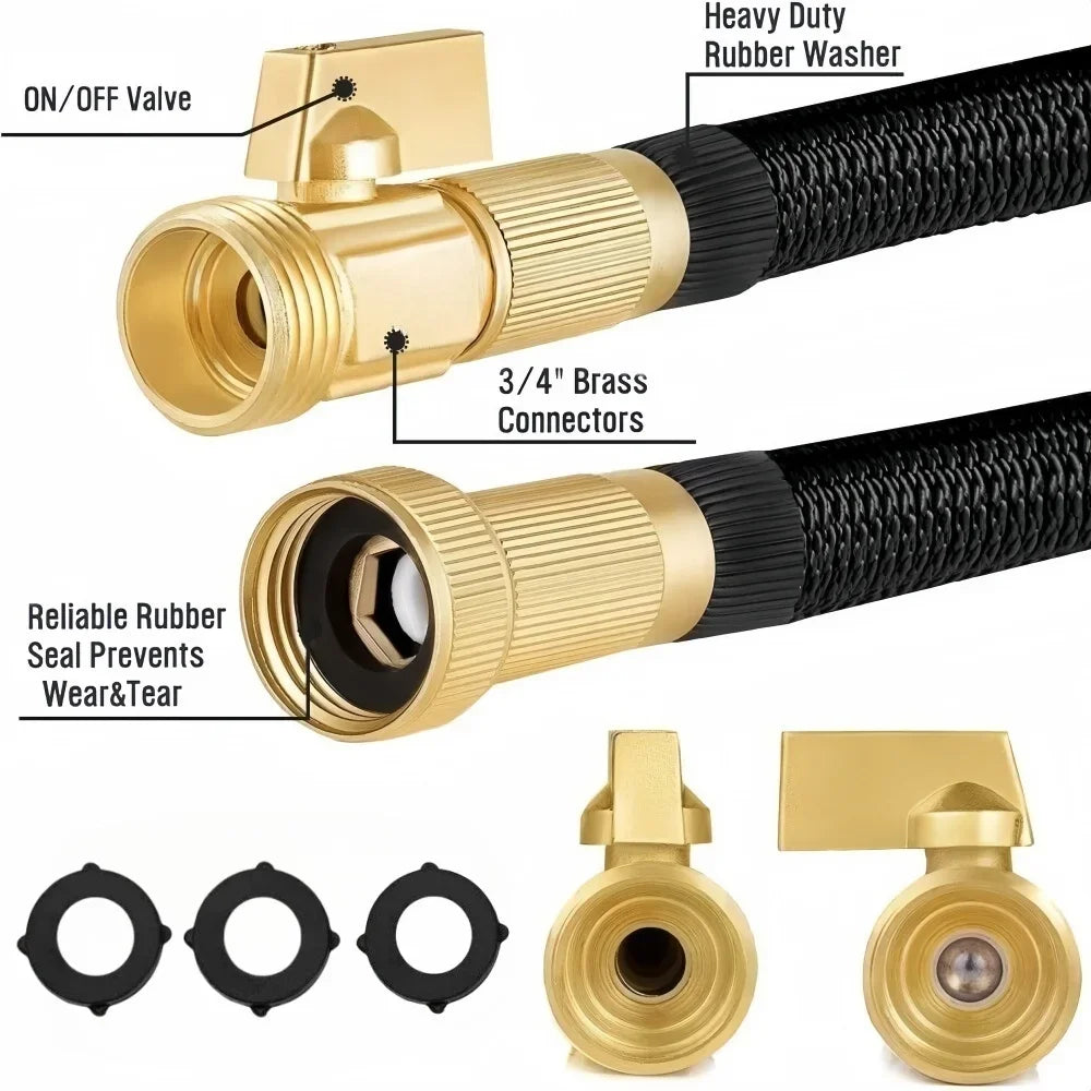 Expandable Garden Hose Kit With Nozzles For Lawn Car Wash