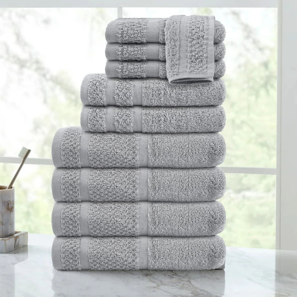 Cotton Towel Set 10-Piece Ultra Quick Dry Bath Towels