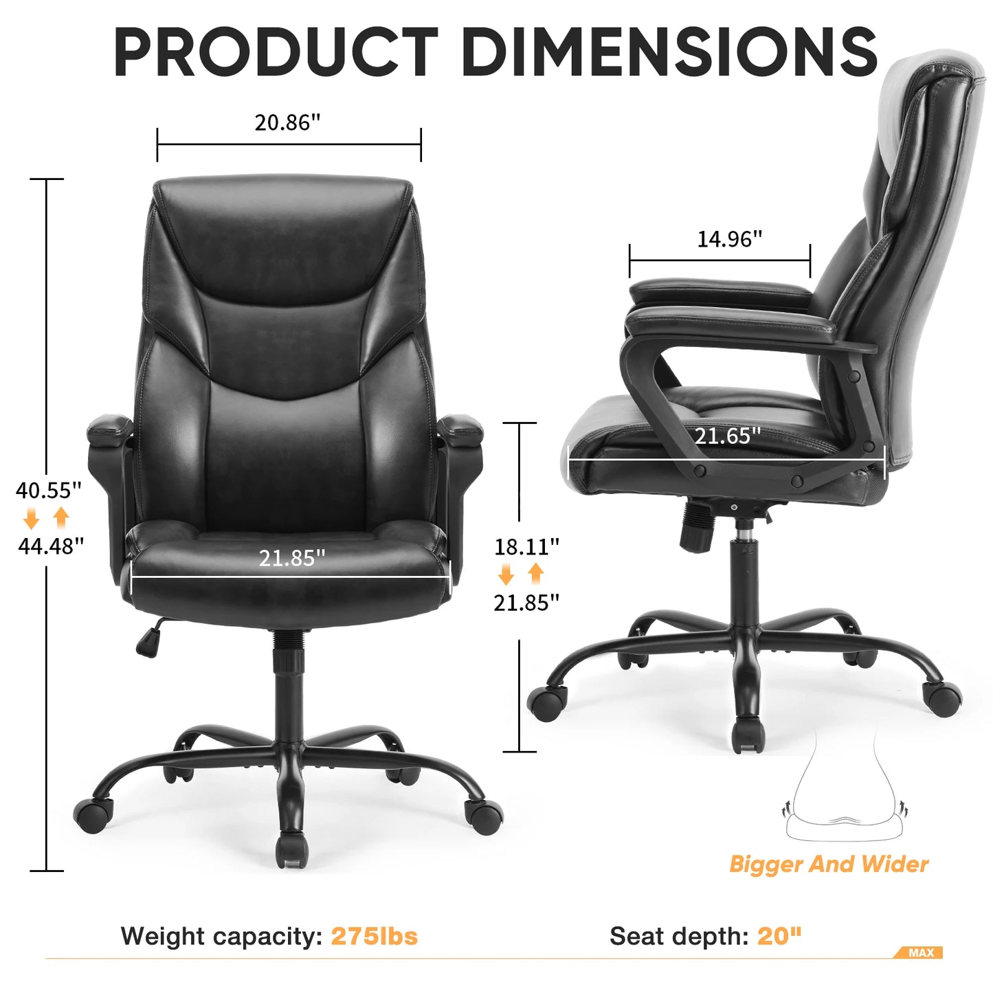 JHK Ergonomic PU Leather Armrest Gaming Chair With Lumbar Support