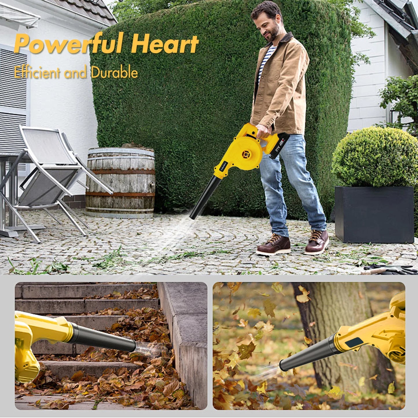 21V Cordless Leaf Blower 2-In-1 With Battery And Charger