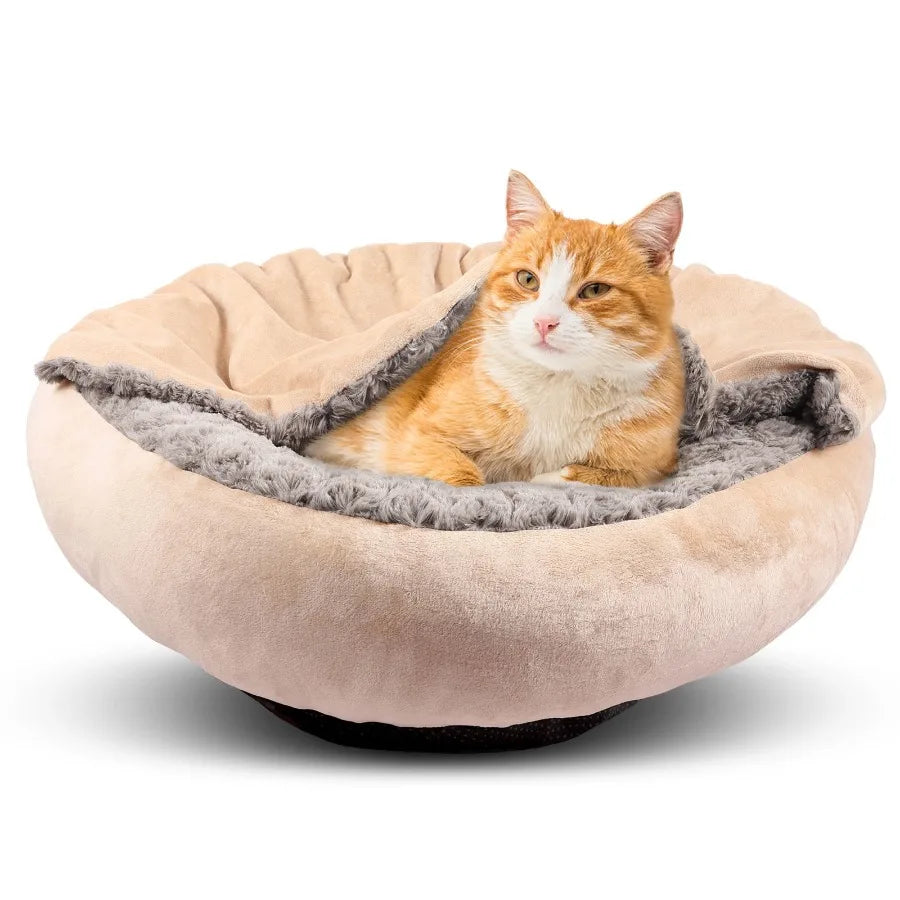 Donut Dog Bed With Hooded Blanket For Calming Comfort