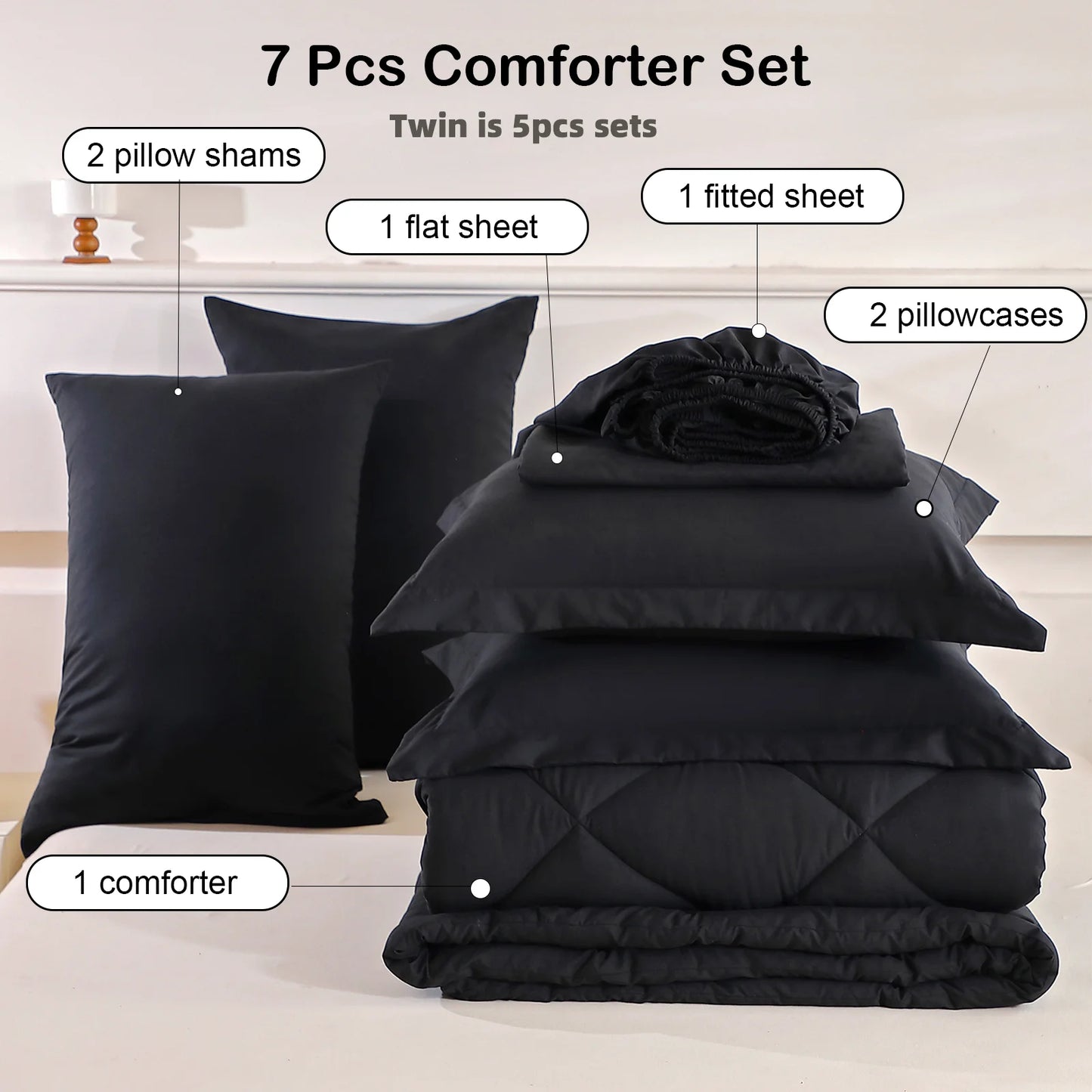 easYum Bedding Set Comforter Flat Sheet Fitted Sheet Pillowcases